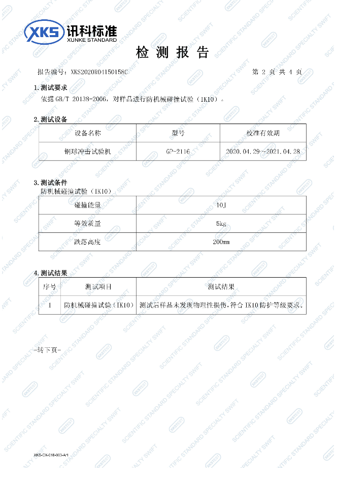祝賀我司順利通過(guò)IK10防碰撞防暴測(cè)試！